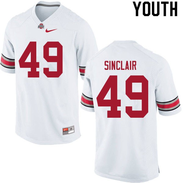 Ohio State Buckeyes #49 Darryl Sinclair Youth NCAA Jersey White